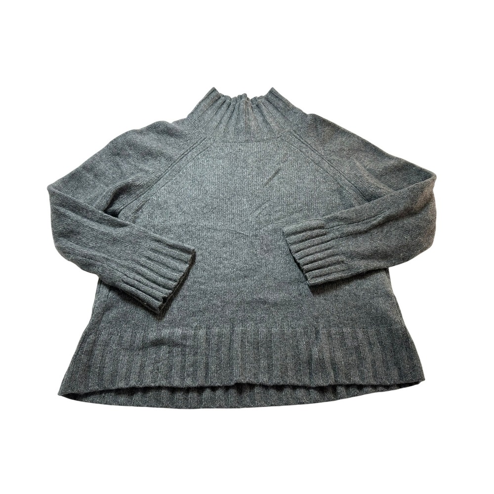 360 Cashmere Sweater Womens Small Gray Excellent Mock Neck Raglan 100% Cashmere